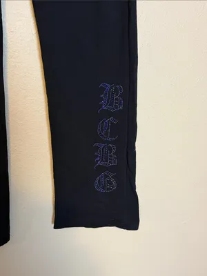 BCBG‎ MaxAzria Vintage Y2K Black Bling Flare Leg Sweatpants Size Large Low Rise thumbnail 5