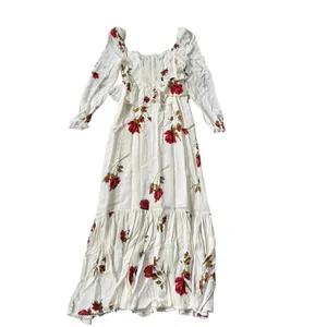 Reformation Zandra Dress American Beauty Floral Ivory Red Roses thumbnail 2