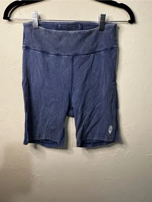 Free People Movement Acid Wash Blue High Rise Biker Yoga Shorts 6.5" Inseam thumbnail 2