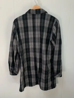 POL long-sleeve gray and black flannel button-up shirt/dress Medium thumbnail 2