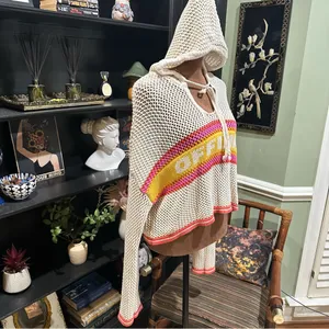 Offline by Aerie Crochet Hoodie – “Toasted Coconut” Colorway, Size Medium thumbnail 4
