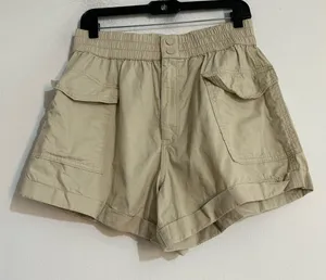 Abercrombie & Fitch High Rise Cargo Utility Cotton Shorts Tan Neutral Medium thumbnail 1