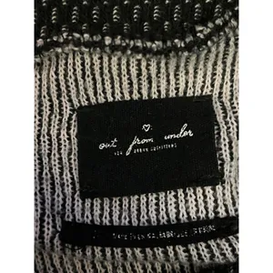 Out From Under Sweater Womens Medium Black Open Knit Turtleneck Cropped Pullover thumbnail 8