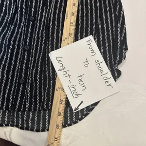 Anthropologie Maeve Size-8‎ Tunic Top Calia Black Geometric Stripe Buttondown thumbnail 6
