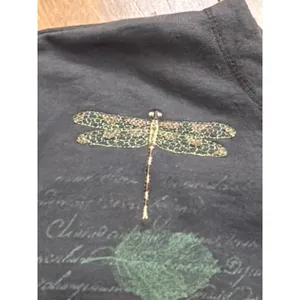 Artisans‎ Vintage Women Cardigan Dragonfly Fern Botanical Print Size XL thumbnail 2