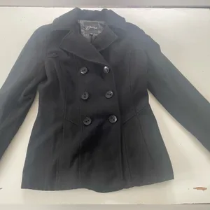 Guess Black Wool Peacoat Double Breasted Classic Preppy Size Small thumbnail 4