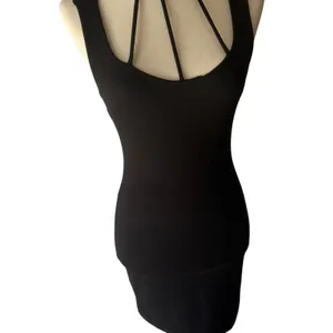 Black bodycon mini dress with cage neck Size M thumbnail 2