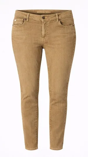 Michael Kors Khaki Stretch Twill Brown minimalist everyday denim Jeans Size 12 thumbnail 1