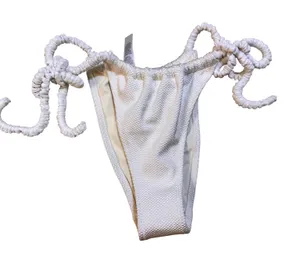 Aerie Real Good White Waffle Textured Side Tie Cheekiest Bikini Bottom Small NWT thumbnail 1