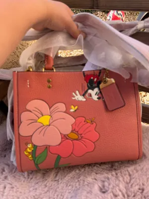 Rare Collectible DISNEY X COACH Rogue 25 Leather Mickey Mouse Flower Pink NWT thumbnail 1