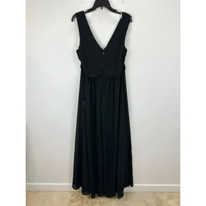 Lulus Thoughts of Hue Black Surplice Maxi Dress Chiffon Formal Evening 1X NWT thumbnail 5