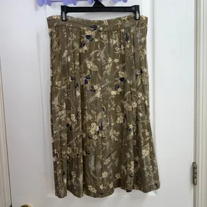 Vintage Sag Harbor brown‎ floral pull on relaxed flowy midi skirt cottagecore S thumbnail 3