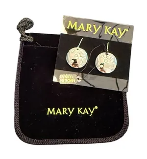 NEW Mary Kay Dangly Earrings Silver Circle Rhinestones Earrings Costume Jewelry thumbnail 1