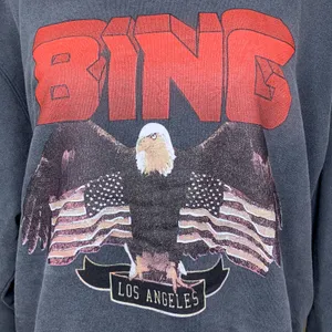Anine Bing Vintage Bing Eagle Graphic Sweatshirt Black S NWT thumbnail 6