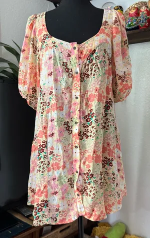 Free People Callie Printed Tunic Dress thumbnail 1