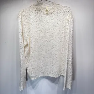 Y2K 90s Ivory Lace Mock Neck Ruffle Top Victorian Boho Vintage Arizona Jeans XXL thumbnail 2