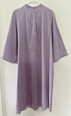 Rungolee Jacqueline‎ Dress Womens XL Purple Gingham Midi Ruffle Cottagecore NWT thumbnail 1
