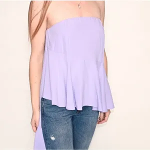 Amanda Uprichard Strapless Lavender Flowy Ruffle Top Size Large NWOT thumbnail 4