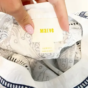 Maeve Anthropologie Ester Embroidered Tee Shirt Top White Blue XS thumbnail 3