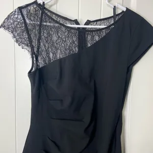 NWOT Calvin Klein women’s solid black ruched cocktail lace sheath knee dress‎ 10 thumbnail 2