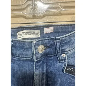 Zara Woman Premium Denim Collection‎ Jeans Blue Distressed High Rise Skinny 4 thumbnail 6