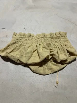 Free people Smocked Drawstring Bandeau Top strapless Pale Yellow XS thumbnail 8