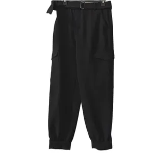 Zara Black Cargo Pants Belted Utility Jogger Snap Ankle Tapered Size M thumbnail 2