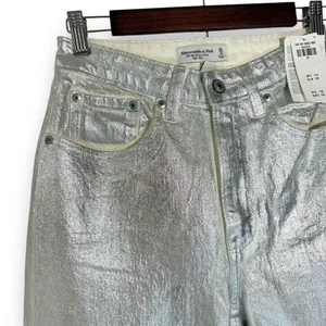 NWT Abercrombie & Fitch Jeans 25 0R High-Rise 90s Curve‎ Love Relaxed Silver thumbnail 5