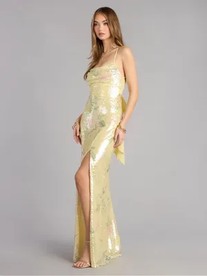 Windsor Brinley Bow Back Floral Sequin Column Dress thumbnail 2