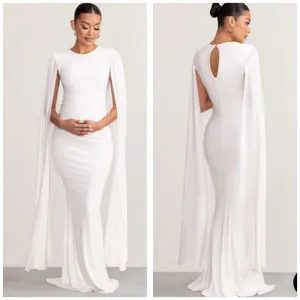Club L London Divine Timing White Maternity Maxi Dress Cape Sleeves Size 10 thumbnail 2