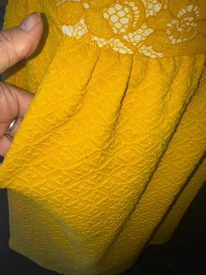 Anthropologie Maeve mustard Yellow Lace Bodice A-Line Dress with Textured Skirt thumbnail 7