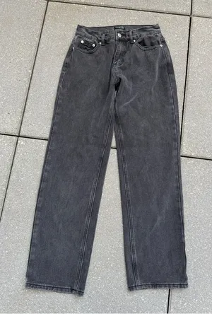 White Fox Fashion Society Mid Rise Straight Leg Jeans Acid Black XS thumbnail 1