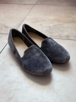 Liz Claiborne Gray Velvet Smoking Loafers 90s Minimalist Flats Size 7.5 thumbnail 2