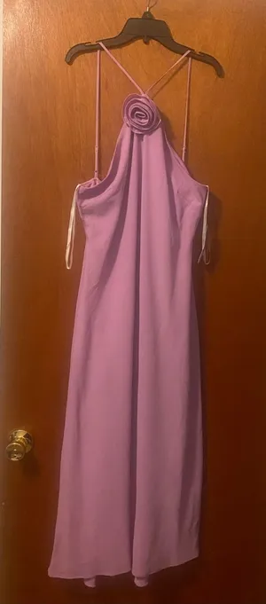 Premier Amour Size 14 Lavender Halter Maxi Dress with Rosette Detail thumbnail 1