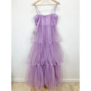 Lulus Unforgettable Poise Lilac Tulle Bustier Tiered Maxi Dress Formal Large NWT thumbnail 11