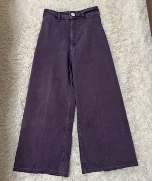 Zara Purple High Rise Wide Leg Jeans Size 2 thumbnail 1