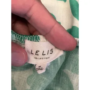Le Lis Dress Womens Medium Green Floral Puff Sleeve Sweetheart Ruffle Sundress thumbnail 9