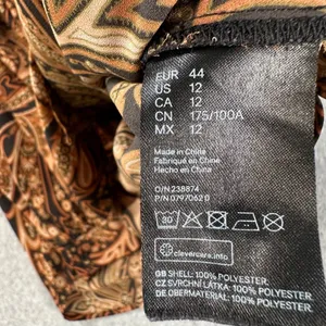 Richard Allen x H&M Paisley Long Sleeve Button Up Blouse Women's 12 Black/Brown thumbnail 5