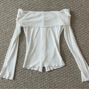 Princess Polly White Ribbed Off-Shoulder Top thumbnail 9
