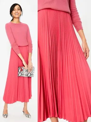 Boden • Kristen Pleated Skirt in Strawberry Shortcake Pink midi coral accordion thumbnail 2