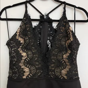 Black Lace Plunge V Bodysuit thumbnail 3
