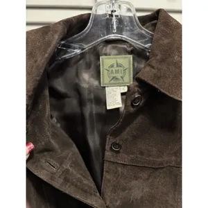 Vintage AMI Brown Long Sleeve‎ Suede Button Up Jacket Size Large Satin Lined thumbnail 5