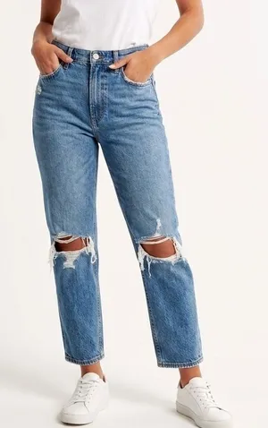 Abercrombie & Fitch Ultra High Rise Ankle Straight Jeans Women’s 29 Distressed thumbnail 1