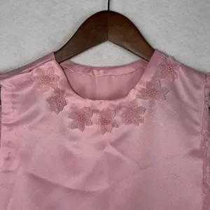 Vietnamese Ao Dai Women Small Pink Lace Beaded Floral Formal Tunic Only thumbnail 3