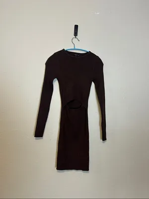 Whitefox Headlines Brown Chocolate Knit Sweater Cut Out‎ Dress Size XS thumbnail 4