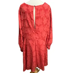 Anthropologie Plunge Mini Dress 16W Pink‎ Jacquard Floral Flirty Boho Feminine thumbnail 5