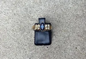 Gold toned and Blue Women's Ring Size 6 thumbnail 1