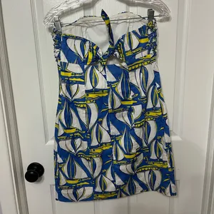 Lilly Pulitzer Blue White Sailboat‎ Strapless Dress thumbnail 6