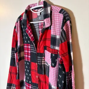 Victoria's Secret‎ Patchwork Plaid Sleep Shirt Button Front Size Medium thumbnail 2