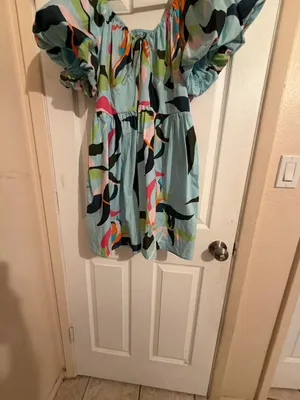 A New Day Women's Puff Short Sleeve Abstract Print Mini Dress thumbnail 3
